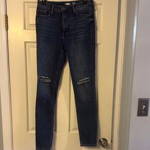 Old Navy Dark Blue Distressed Skinny Jeans